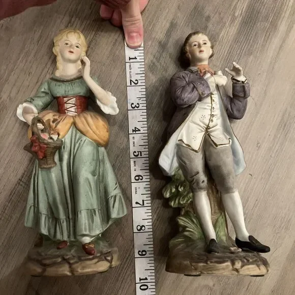 VINTAGE Set of Porcelain Figurines Victorian Man & Woman 9”